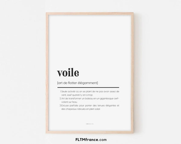 Affiche définition voile - Affiche définition humour sport