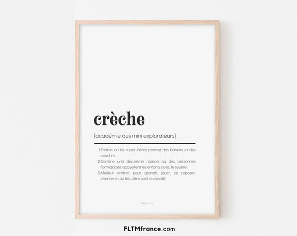 Affiche définition crèche - Affiche définition humour métier