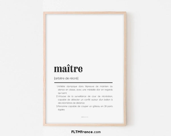 Affiche définition maître - Affiche définition humour école