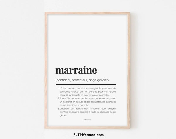 Affiche définition marraine - Affiche définition humour famille