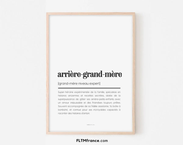 Affiche définition arrière grand-mère - Affiche définition humour