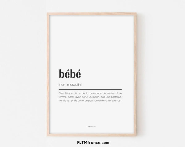 Affiche définition bébé - Affiche définition humour famille