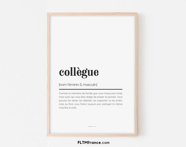 Affiche définition collègue - Affiche définition humour