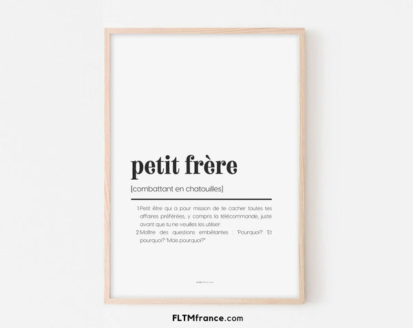 Affiche définition petit frère - Affiche définition humour famille
