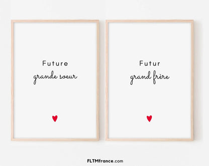 Annonce grossesse 2 affiches "Futur grand frère et future grande sœur" - Idée de cadeau original pour l'arrivée d'un bébé dans la famille FLTMfrance