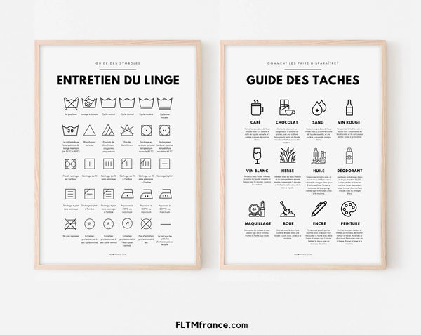 Affiches Guide des taches et entretien du linge