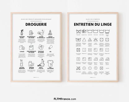 2 affiches Droguerie et entretien du linge FLTMfrance