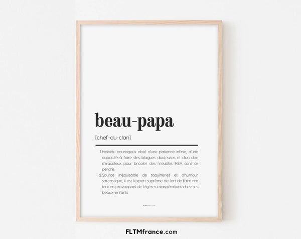 Affiche définition beau-papa - Affiche définition humour famille