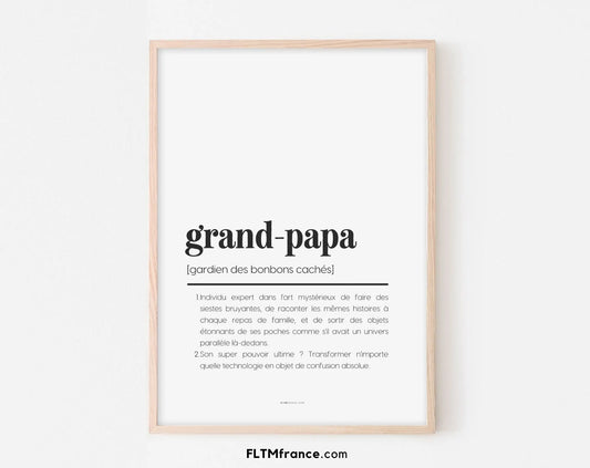Affiche définition grand-papa - Affiche définition humour famille FLTMfrance