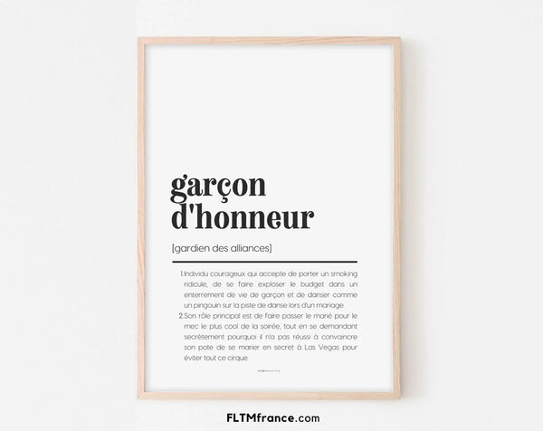 Affiche définition garçon d'honneur - Affiche définition humour mariage