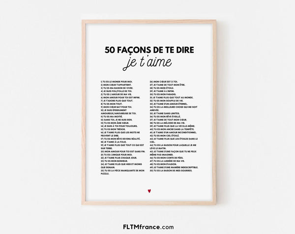 50 façons de te dire je t'aime - Affiche Saint-Valentin