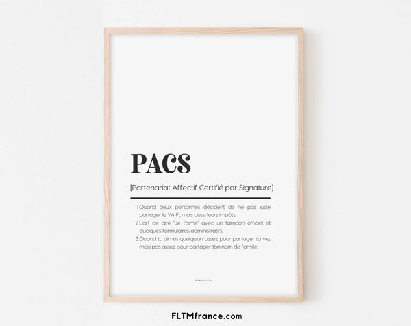 Affiche définition PACS - Affiche définition humour famille