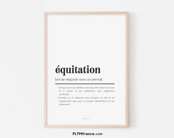 Affiche définition équitation - Affiche définition humour sport
