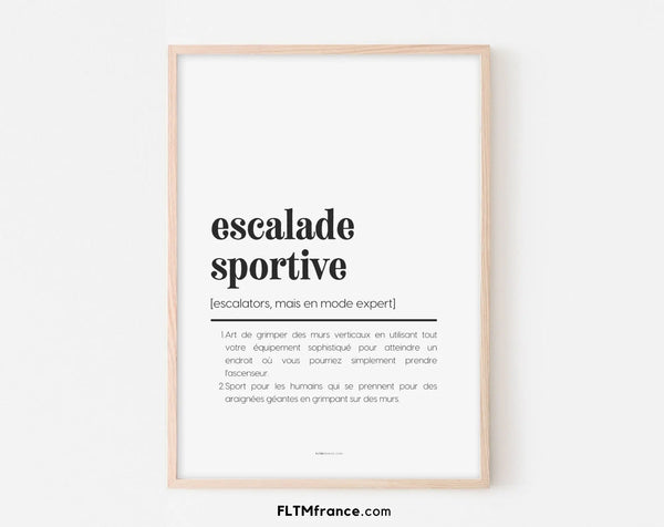 Affiche définition escalade sportive - Définition humour sport