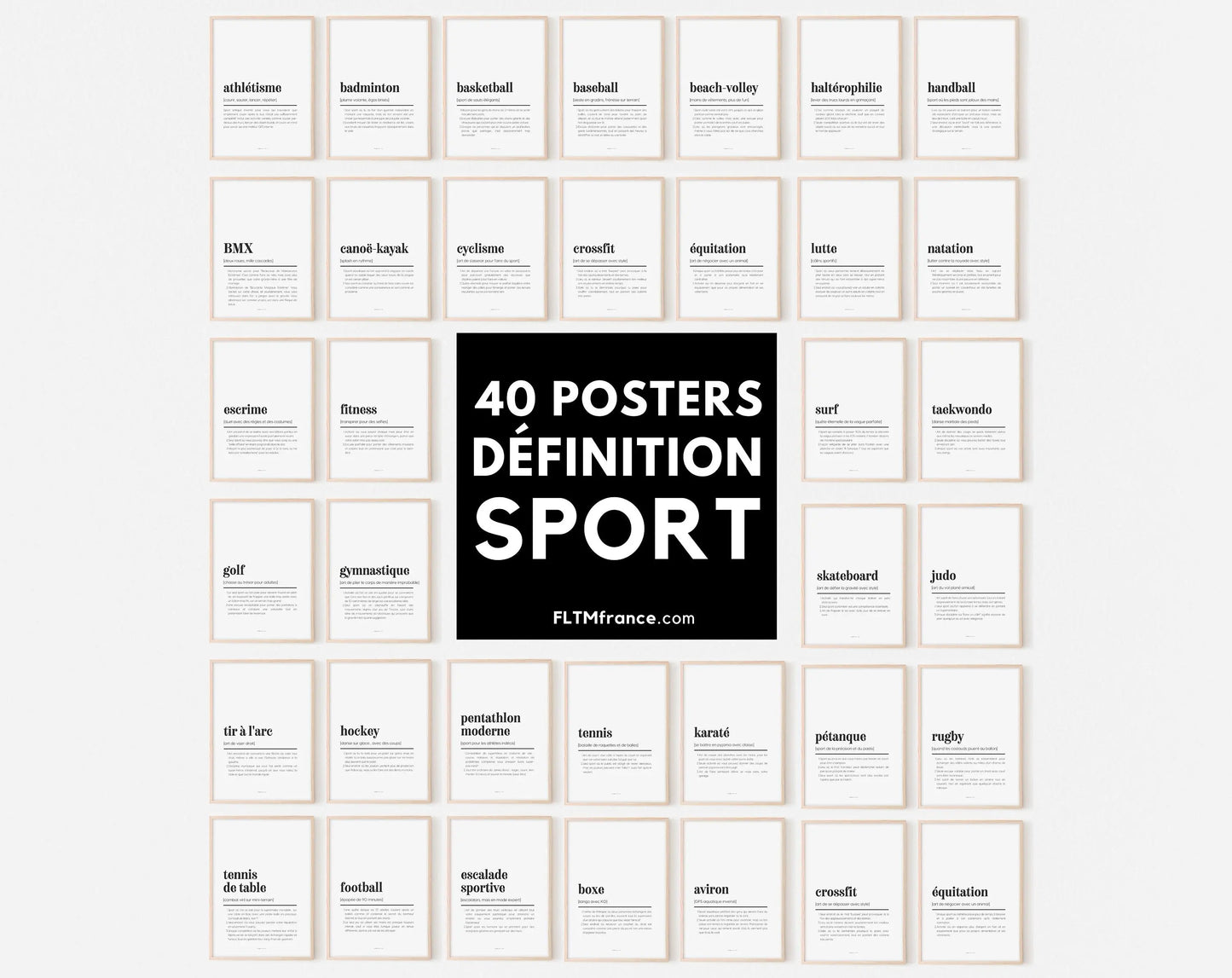 Pack de 40 affiches définition humoristique des sports - Affiche définition humour FLTMfrance