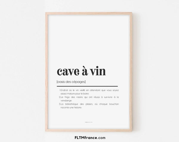 Affiche définition cave à vin - Affiche définition humour