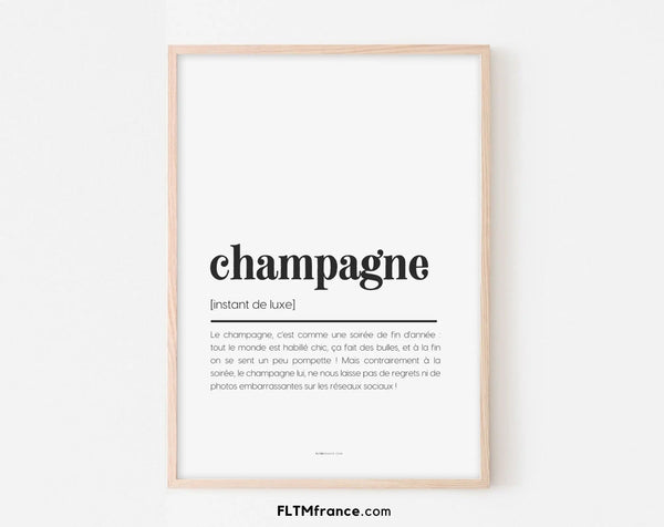 Affiche définition champagne - Affiche définition humour