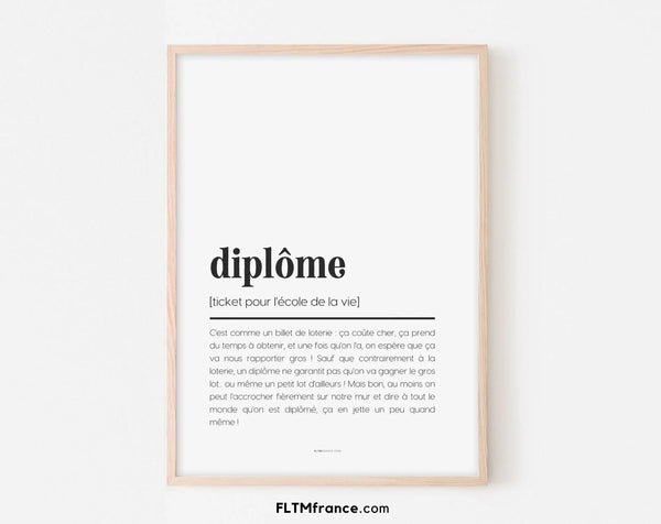 Affiche définition diplôme - Affiche définition humour école