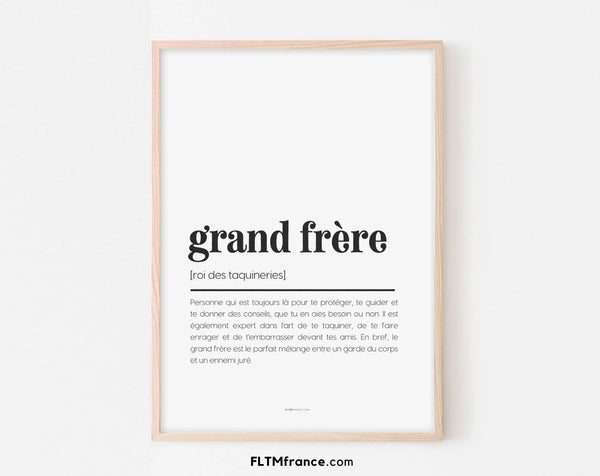 Affiche définition grand frère - Affiche définition humour famille