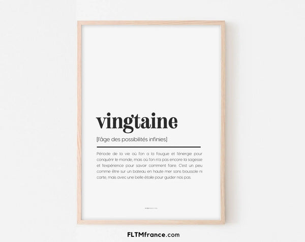 Affiche définition vingtaine - Affiche définition humour 20 ans