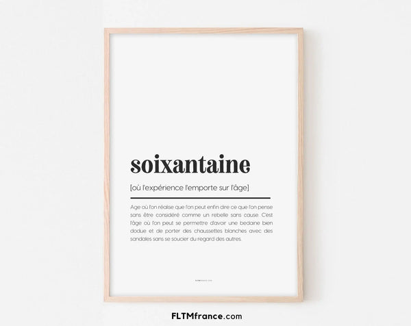 Affiche définition soixantaine - Affiche définition humour 60 ans