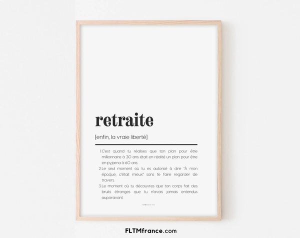 Affiche définition retraite - Affiche définition humour