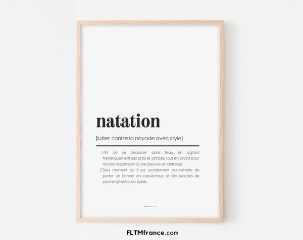 Affiche définition natation - Affiche définition humour sport