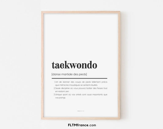 Affiche définition taekwondo - Affiche définition humour sport FLTMfrance