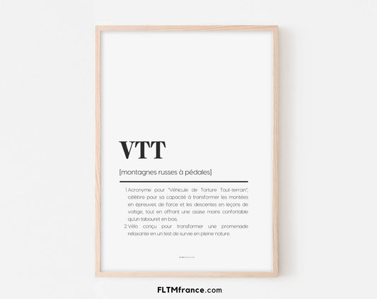 Affiche définition VTT - Affiche définition humour sport FLTMfrance