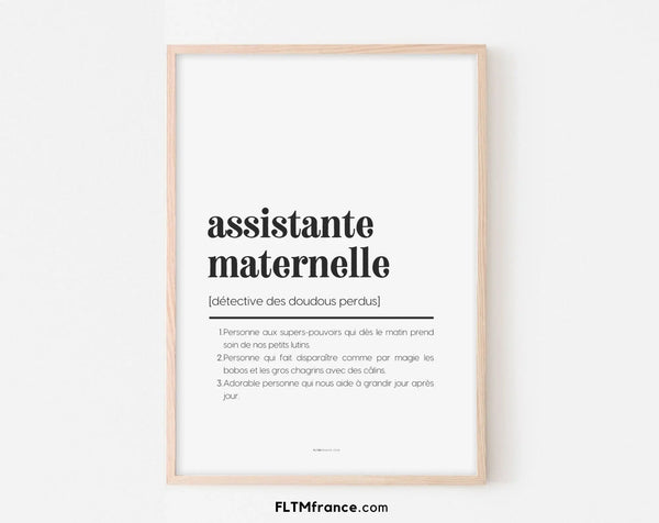 Affiche définition assistante maternelle - Affiche définition humour