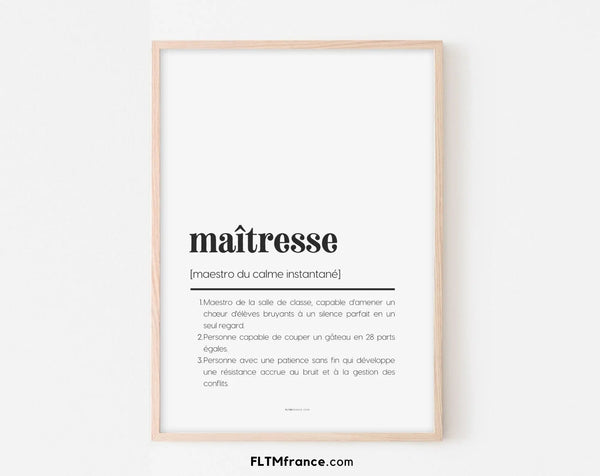 Affiche définition maîtresse - Affiche définition humour école
