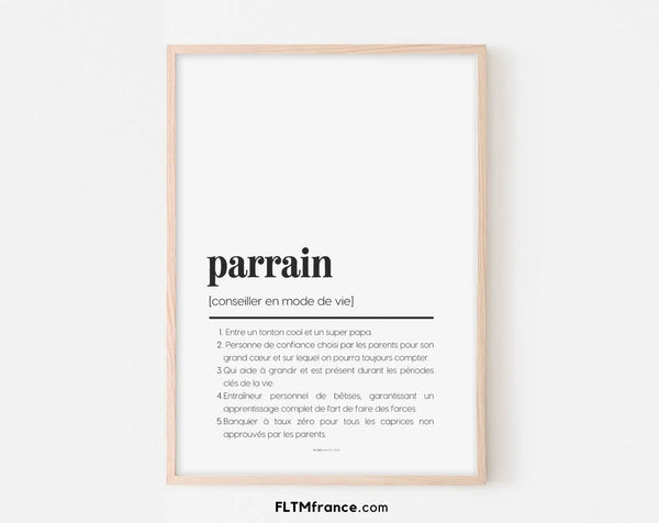Affiche définition parrain - Affiche définition humour famille