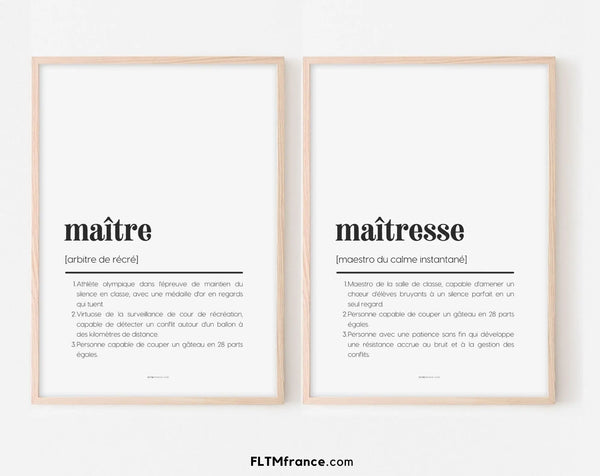 Affiches définition maître et maîtresse - Affiche définition humour