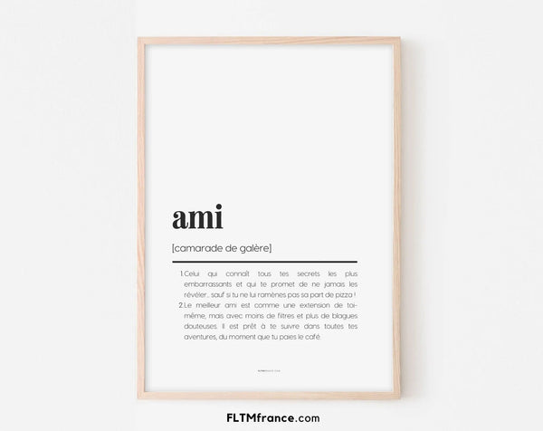 Affiche définition Ami - Affiche définition humour
