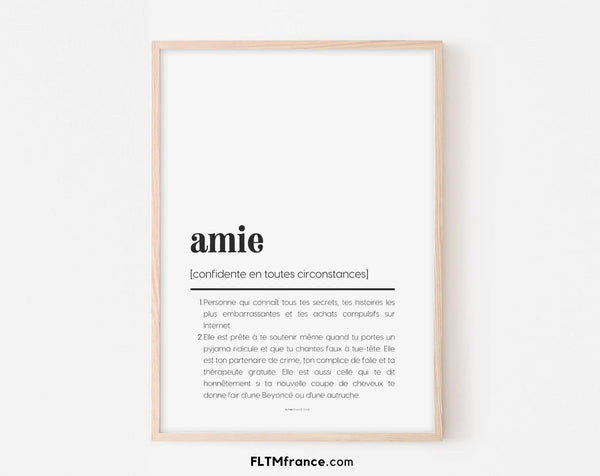 Affiche définition Amie - Affiche définition humour