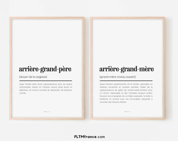 Affiches définition arrière grand-père et arrière grand-mère - Affiche définition humour