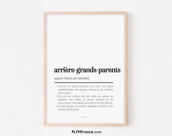 Affiche définition arrière grands-parents - Affiche définition humour