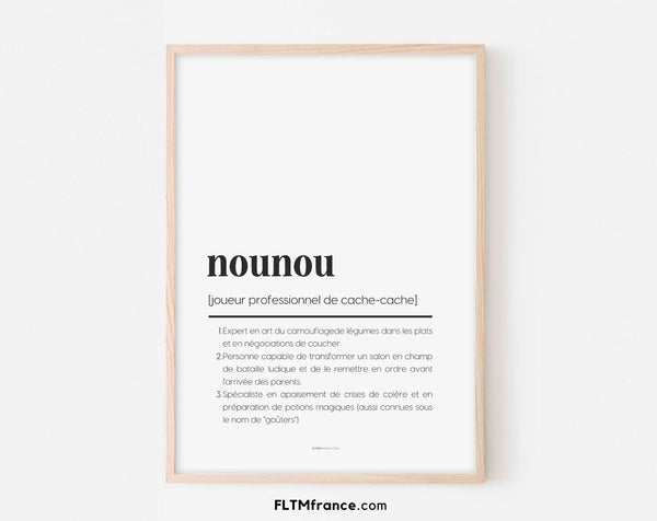 Affiche définition nounou - Affiche définition humour métier