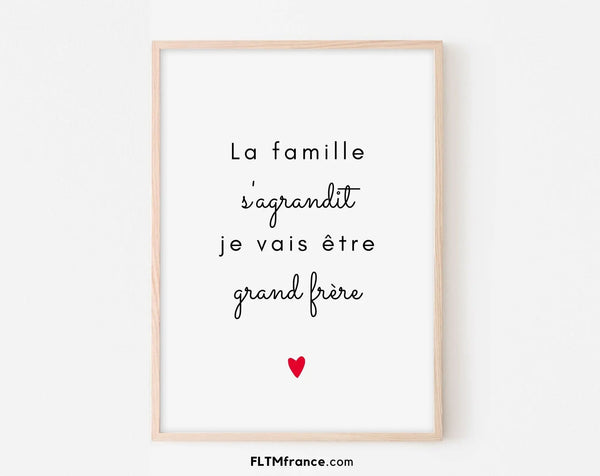 La famille s'agrandit je vais être grand frère - Annonce grossesse pour grand frère originale