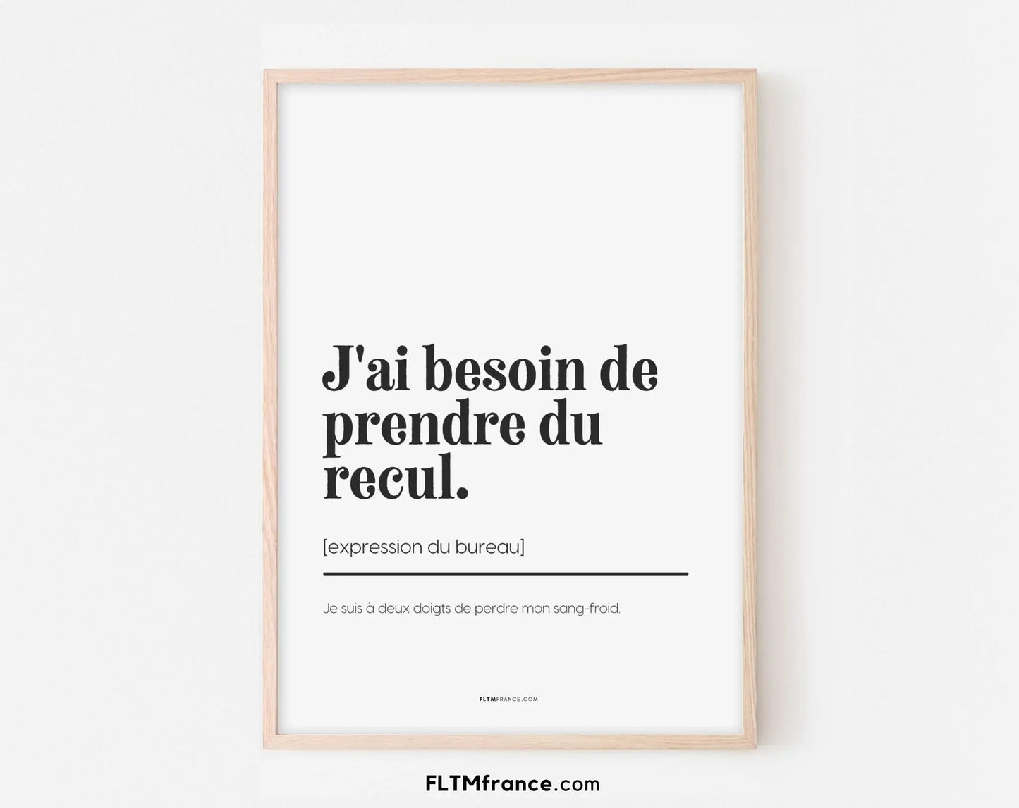 J'ai besoin de prendre du recul - Expression du bureau - Affiche humour pour la décoration au travail - Poster à imprimer FLTMfrance FLTMfrance