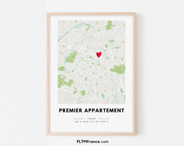 Premier appartement - Affiche carte de ville personnalisée