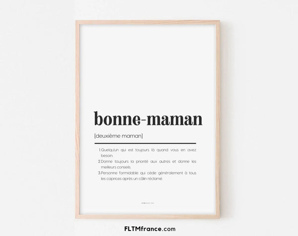 Affiche définition bonne maman - Affiche définition humour famille