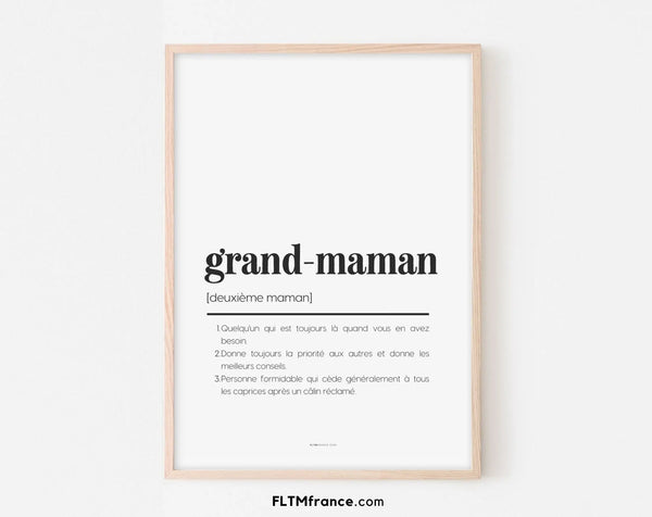 Affiche définition grand-maman - Affiche définition humour famille