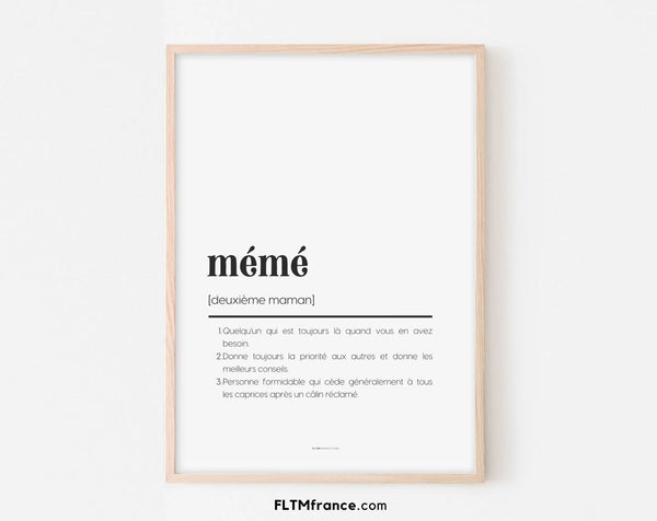 Affiche définition mémé - Affiche définition humour famille