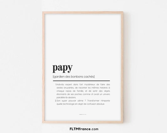 Affiche définition papy - Affiche définition humour famille FLTMfrance