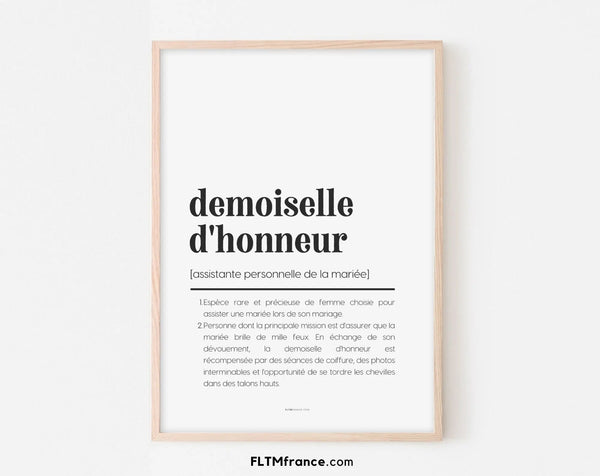 Affiche demoiselle d'honneur - Humour mariage