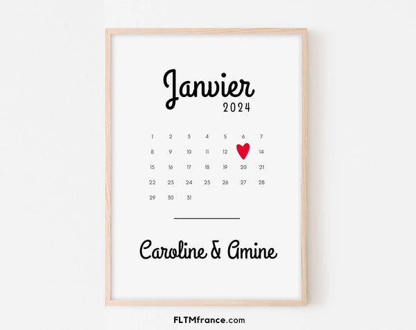 Affiche personnalisée date de rencontre couple