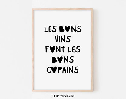 Affiche Les bons vins font les bons copains FLTMfrance